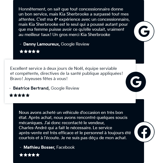 Avis Google 5 étoiles Kia Sherbrooke 